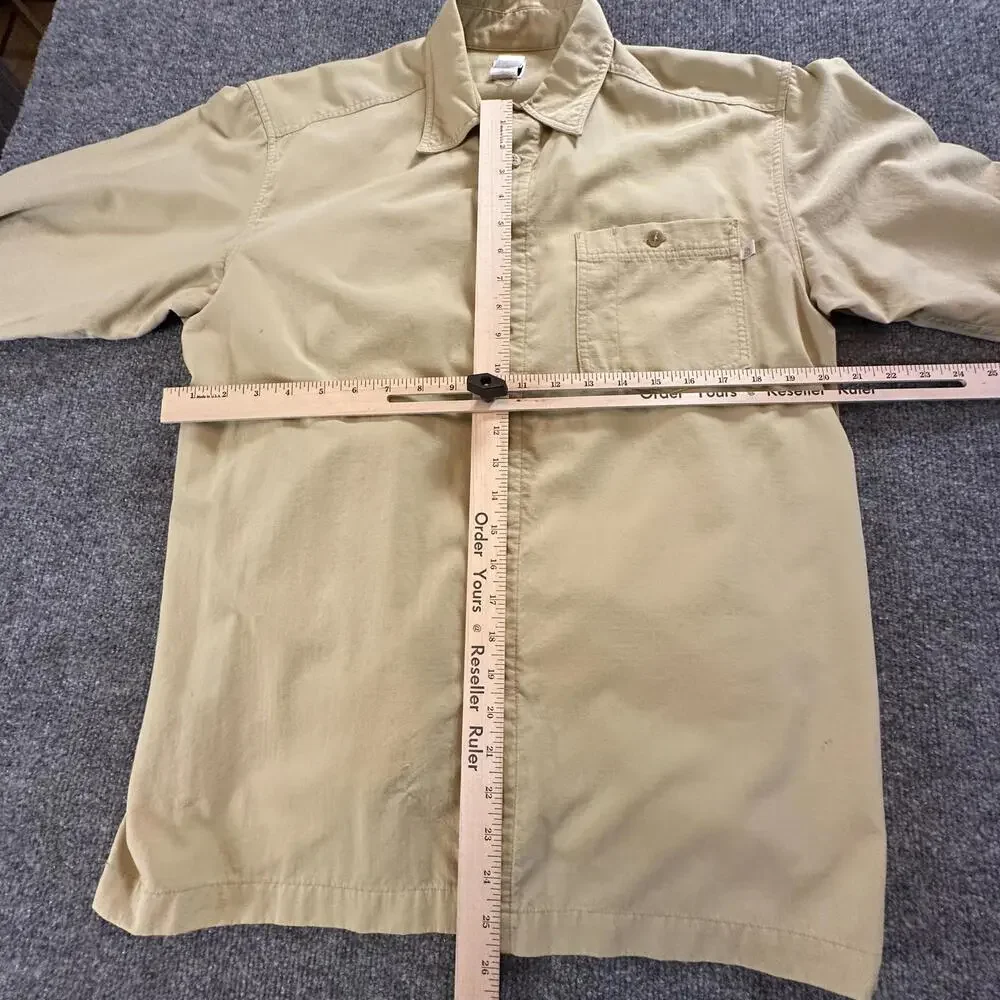 The North Face Mens Casual Button Up Shirt Light Tan Nylon Hiking Top M 39